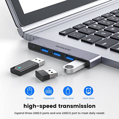 MOGOOD USB Hub 4 Ports Ultra-Slim Metal USB 3.0 Splitter for Laptop and Desktop