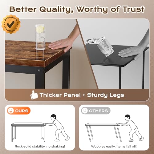 Huuger 54" x 23.6" Rectangular Computer Desk, Rustic Brown with Oil Rubbed Finish, Metal Base, Assembly Required