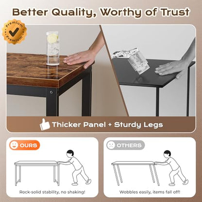 Huuger 54" x 23.6" Rectangular Computer Desk, Rustic Brown with Oil Rubbed Finish, Metal Base, Assembly Required