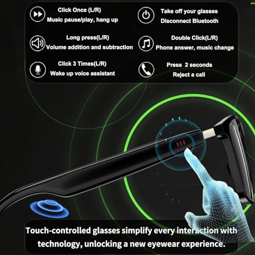 Giinova 1 MB Smart Glasses M Series Bluetooth 5.4 Waterproof Oval Black