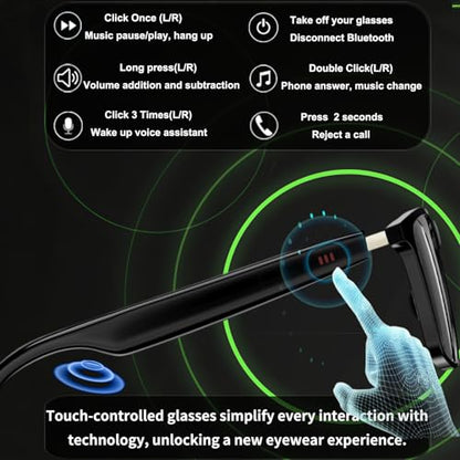 Giinova 1 MB Smart Glasses M Series Bluetooth 5.4 Waterproof Oval Black
