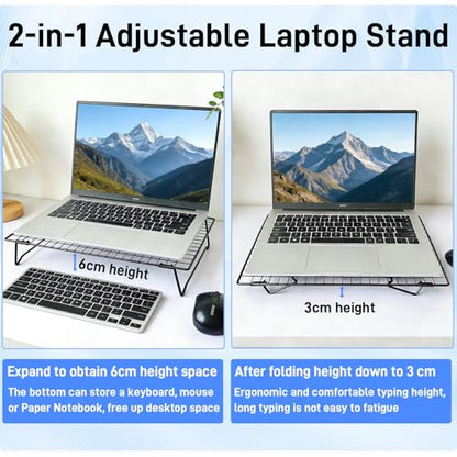 ISYOKE 9.45 x 0.98 x 13.39 Inches Laptop Cooling Pad Stand Adjustable Height Metal Riser for Laptops 10 to 17 Inches