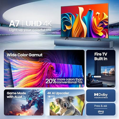 Hisense 43-Inch Class A7 Series (43A7NF) 4K UHD, 60Hz, LED TV