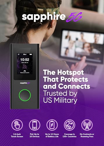 TravelWifi Sapphire 5G Mobile Hotspot WPS Tri-Band Wireless 802.11ax Connectivity Technology