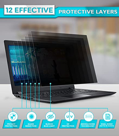 PYS 17.3" Laptop Anti-Glare Privacy Screen Filter - 16:9 Aspect Ratio - Lightweight - Easy Installation
