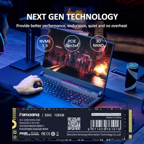 fanxiang S501 128GB M.2 2280 NVMe SSD PCIe Gen3x4 Internal Solid State Drive (Read Speed up to 1200 MB/s)