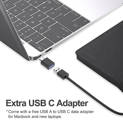 ORIGBELIE Portable External CD/DVD Drive BT524 USB 3.0 24x CD 8x DVD