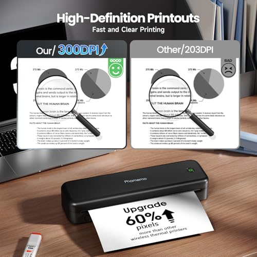 Phomemo M834 300 DPI Portable Thermal Printer Bluetooth 8.5" x 11"