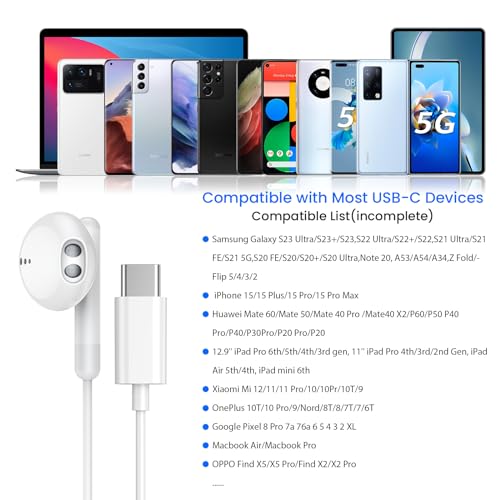 BENEWY ME540 USB C Headphones Wired Earbuds with Microphone 14.2mm Drivers