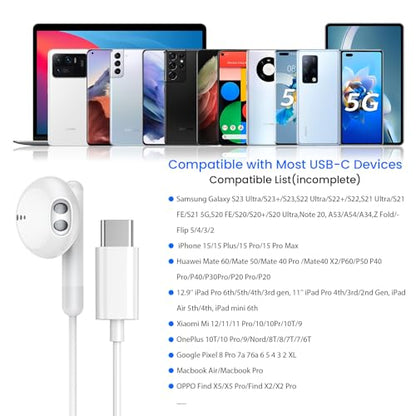 BENEWY ME540 USB C Headphones Wired Earbuds with Microphone 14.2mm Drivers