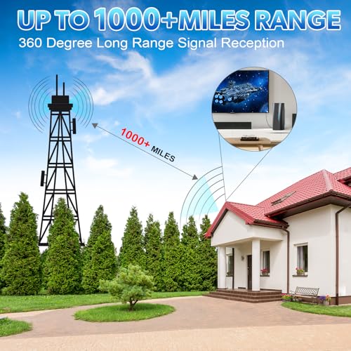 Qboy Indoor TV Antenna 1000 Miles Range 17 Ohm Black
