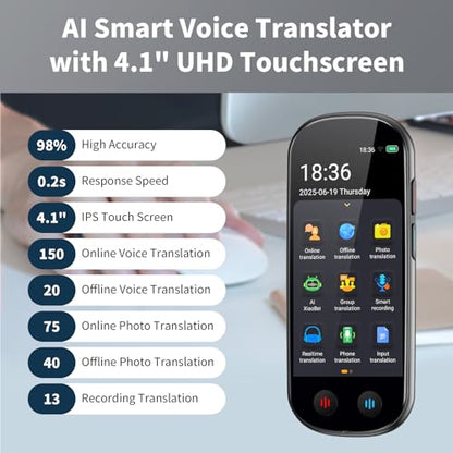 FLTIDUNDI 6.38x3.39x1.34 inches Model Z9 with 4.1 inch Touchscreen & 150+ Language Capacity