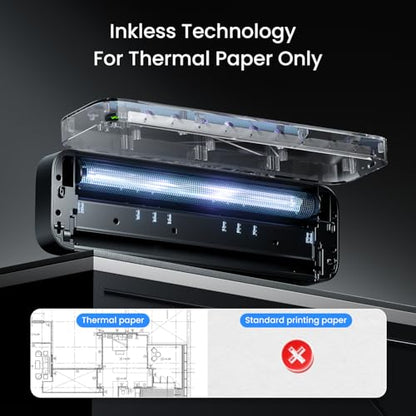 TATTMUSE Portable A282M-BK Thermal Printer Monochrome Bluetooth Wireless Inkless