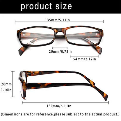 Henotin 5-Pack Reading Glasses 2.5 Diopters Anti Blue Light Protection Full Rim Plastic Readers