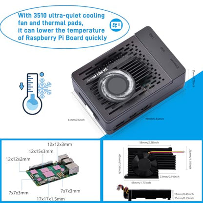 GeeekPi Mini ITX ABS Case with Armor Lite V5 Active Cooler for Raspberry Pi 5
