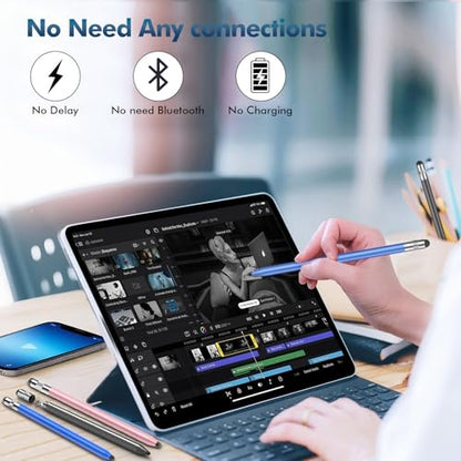 STYLUSLINK 3-in-1 Fiber Stylus Pen with Rubber Disc, Compatible with iPhone, iPad, Android and All Touchscreens