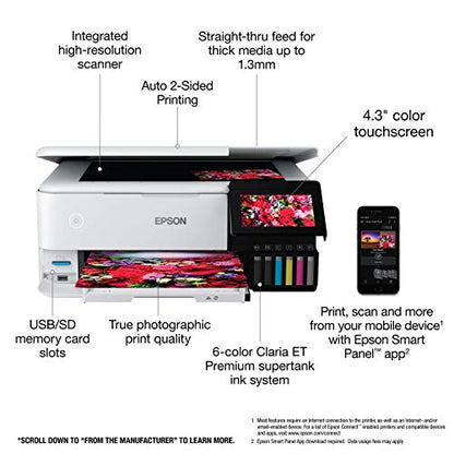 Epson EcoTank ET-8500 4800x1200 Inkjet Printer, All-in-One Photo Printer, Wireless, Color Output