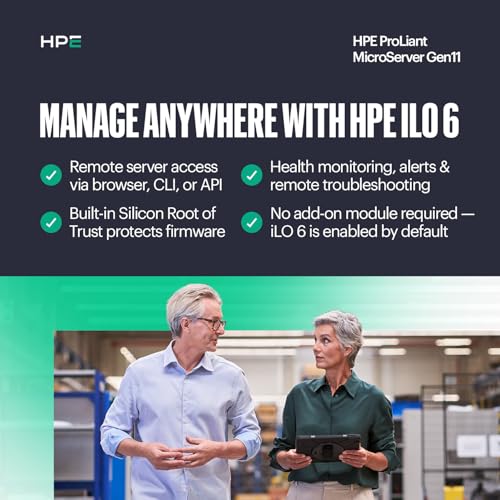 Hewlett Packard Enterprise ProLiant MicroServer Gen11 1TB HDD, 16GB Memory, 3.7GHz Processor, Tower Server