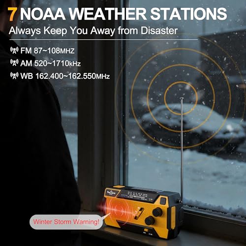 Yesiwtc 7400mWh Hand Crank Emergency Radio Model 090S Analog Portable Weather Device