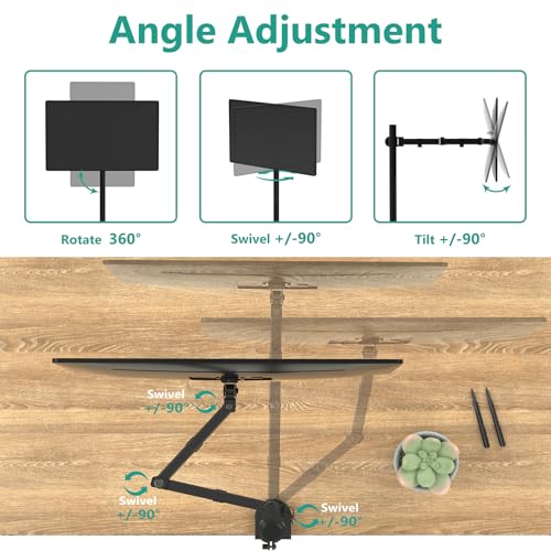 WALI M001XL Single Mount for Tabletop Mounting, Max Screen Size 32 inches, Max Weight 22 lbs, Adjustable Arm, Black