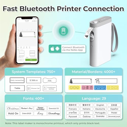 Nelko P21 Portable Label Maker 203 DPI Monochrome Wireless Label Maker