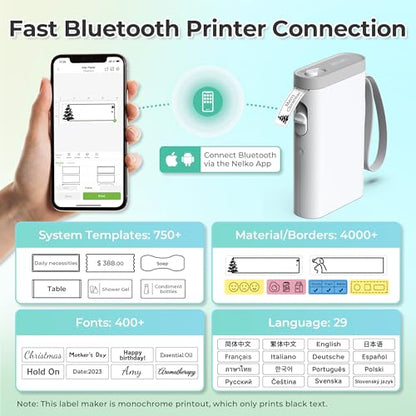 Nelko P21 Portable Label Maker 203 DPI Monochrome Wireless Label Maker