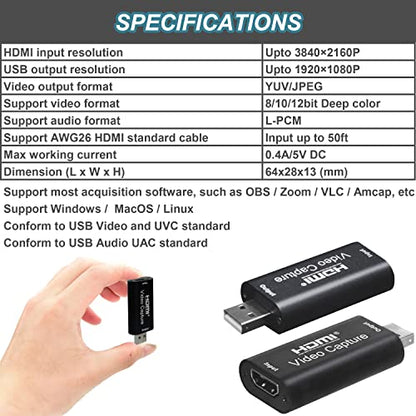 AMZHRLY 21.4g ZKHTAVCC21V30HZ20 1080p USB 2.0 Video Capture Card