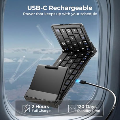 iClever 65-Key IC-BK08 Bluetooth Keyboard, Portable Foldable Design, Touchpad, Multi-Device Connectivity