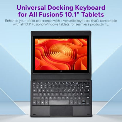 Fusion5 10.1" FWIN232S3DOCKING 80 Keys USB Docking Keyboard - Ambidextrous QWERTY Layout - Black - Compact Design