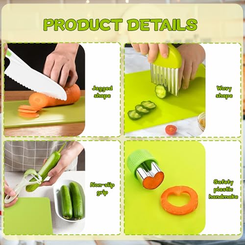 FGASIDYO 9Pcs Jurun-A Plastic Kids Knife Set Cooking Tools
