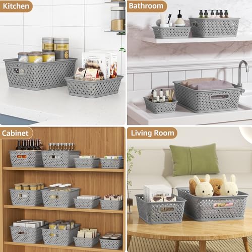 MaxGear 3 Piece Plastic Basket Storage Set Model MaxGear-plastic-basket-3pack-large