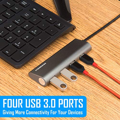 Kingwin 4-Port USB 3.0 Hub KSG-400, 5Gbps Data Transfer Rate, Aluminum Enclosure, Compatible with Windows and Mac