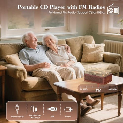 Kegaudio Portable CD Player K-Y01118 Auxiliary Dual Channel Dark Walnut