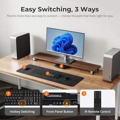 TESmart USB 3.0 HDMI KVM Switch 2 Ports 1 Monitor 4K@60Hz