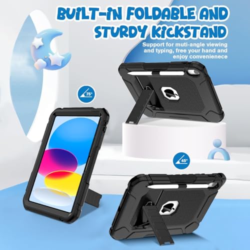 BMOUO iPad Case 10.9 Inch A2696/A2757/A2777/A3355/A3356 Heavy Duty Shockproof Enclosure