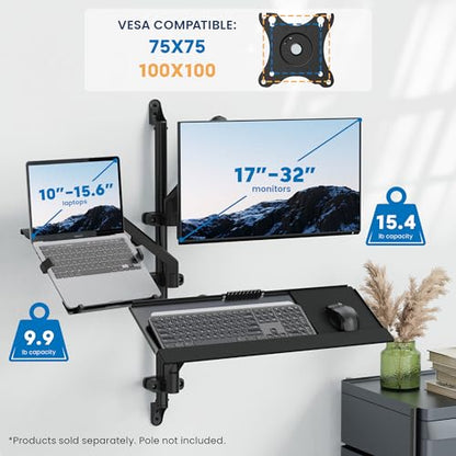 Mount-It! 15 x 12.25 x 5.75 inches Wall Mount Ergonomic Laptop Arm