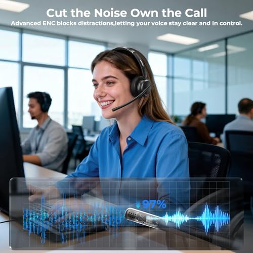 Waxop WX-HS003 Wireless Headset with Mic, Bluetooth 6.0, USB-A/C Dongle, 65-Hour Battery Life
