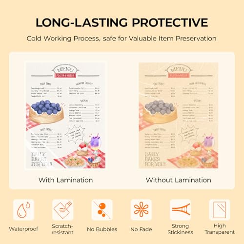 HTVRONT 9 X 12 Inches Self Adhesive Laminating Sheets 100 Count 5mil Clear Laminating Sheets