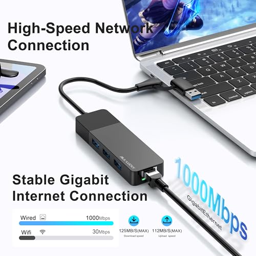 ALL-LUCKY Ethernet USB Hub 4-Port with Gigabit Network Interface