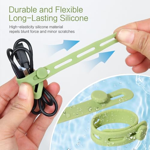 Donruby 24 Count GJ-01 Silicone Cable Ties for Cable Management