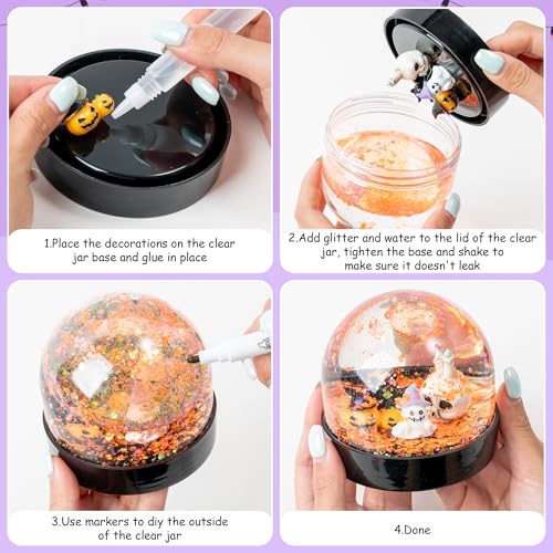 HoniedPepperino 44Pcs HP-Halloween-Snow Globe Kit Resin Craft Set