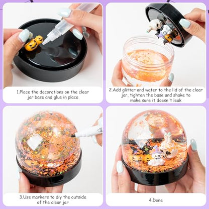 HoniedPepperino 44Pcs HP-Halloween-Snow Globe Kit Resin Craft Set