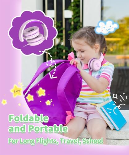WaveBlend K1-US-WaveBlend-PinkPurple Wired Headphones with 3.5mm Jack for Children
