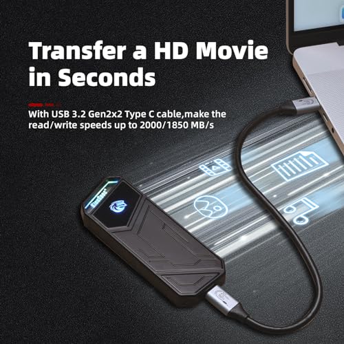 KingSpec 1TB Z5 External Solid State Drive - 2100MB/s Data Rate, USB-C, Zinc Alloy Enclosure, Compatible with Multiple Devices