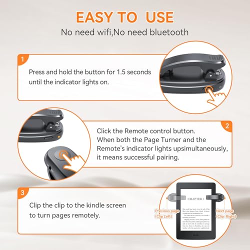 PPTSLID E-Reader Page Turner for Kindle, iPad, and Tablets - Remote Control Accessory - Black