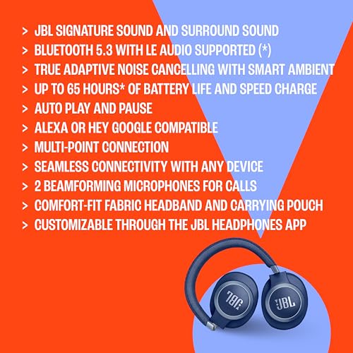 JBL Live 770NC JBLLIVE770NCBLKAM Wireless Over-Ear Headphones Black