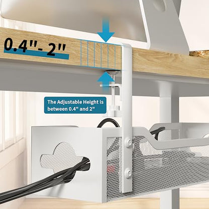 Litwaro 13.38" Under Desk Cable Management Tray Clamp-On Metal Organizer