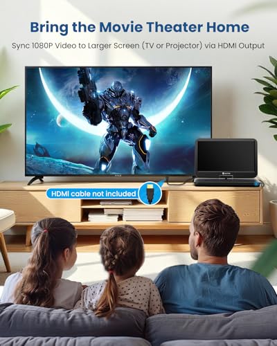 WONNIE 17.6" W-BR156 1080p Portable Blu-ray Player with Swivel Screen