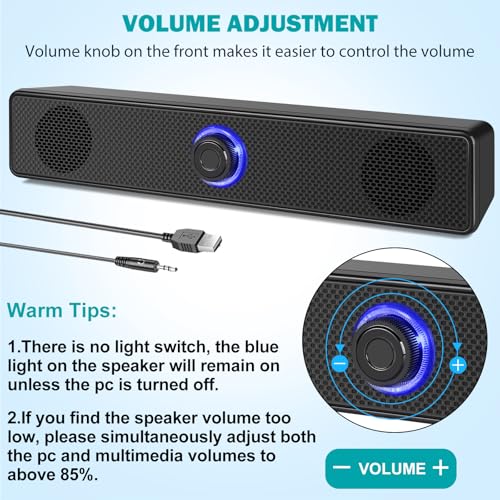 TAOTOSUNE 2.0 Stereo Dual Speaker TTS004 USB-A Powered Wired Computer Speakers with 3.5mm AUX Audio Plug