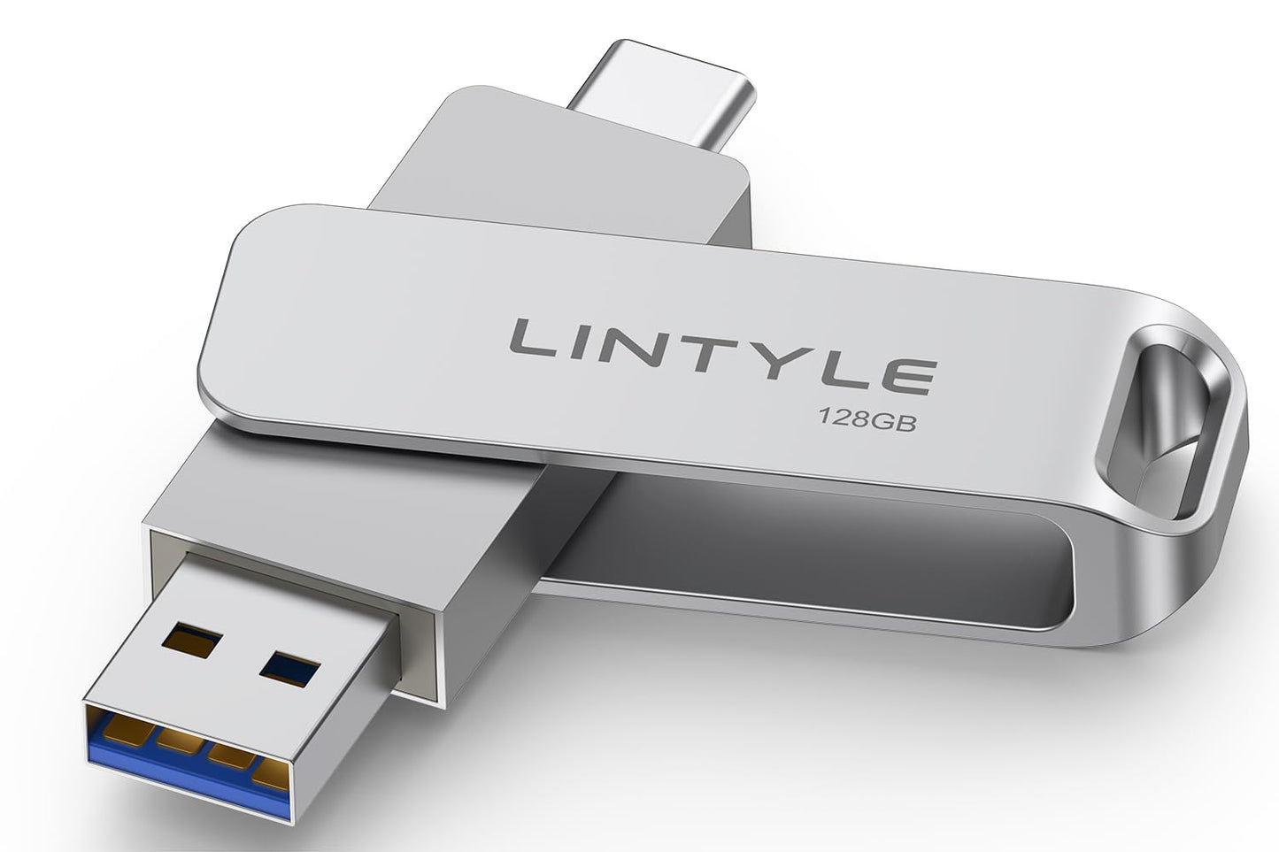 LINTYLE 128GB External SSD NAND Flash Drive, 450MB/s Read Speed, USB 3.2 Gen 1, Dual Connector: USB Type-C & Type-A, Silver, External Storage Device